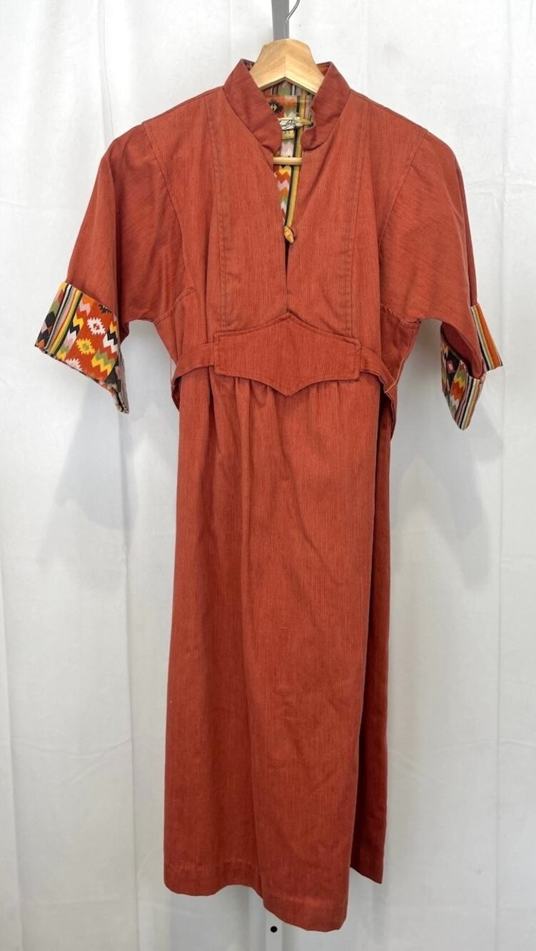 TEENA PAIGE Vintage Mid Century Kimono Sleeve Midi Dress Orange Size 9
